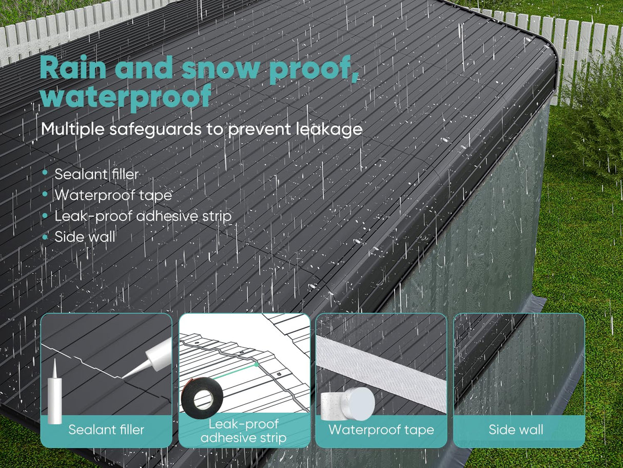 12x20 Metal Heavy Duty Carport - 5 Cases Outdoor Canopy with Galvanized Steel Roof and Metal Carport Kits,Multi-Purpose Extra Large Shade Garage Sannwsg