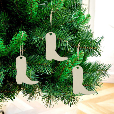 20pcs Cowboy Boots Wooden Cutouts DIY Crafts Embellishments Boots Shapes Unfinished Wood Gift Tags Ornaments for Wedding Birthday Baby Shower JANOU