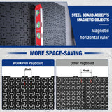 WORKPRO Metal Pegboard 16”x 32” Steel Panel with Round Holes & Vertical Slots 3-Pack, Black Heavy Duty Garage Peg Board Wall Pegboard for Wood WORKPRO