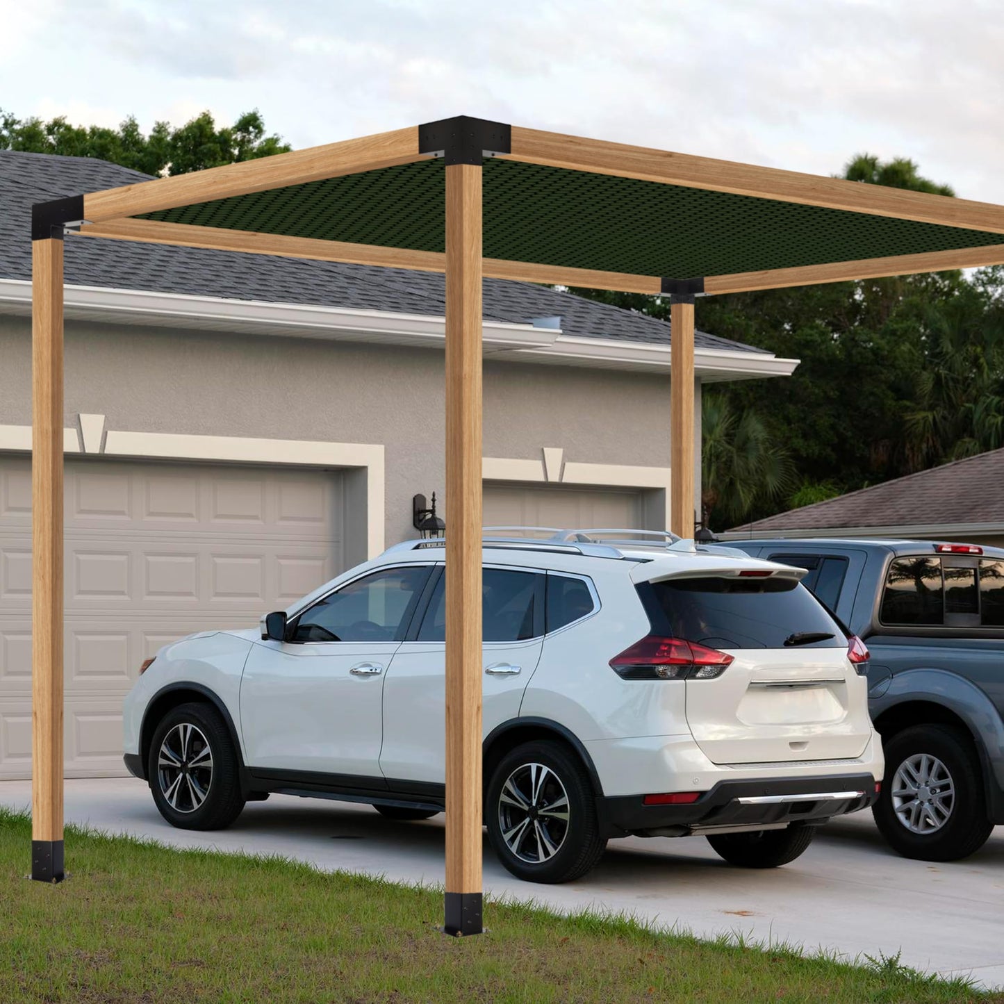 LADECH Pergola Kit with 3-Way Right Angle Corner Brackets Woodworks DIY 4x4 Post Base Kits, Wooden Bracket for Gazebos, Patio Pergolas, Outdoor - WoodArtSupply