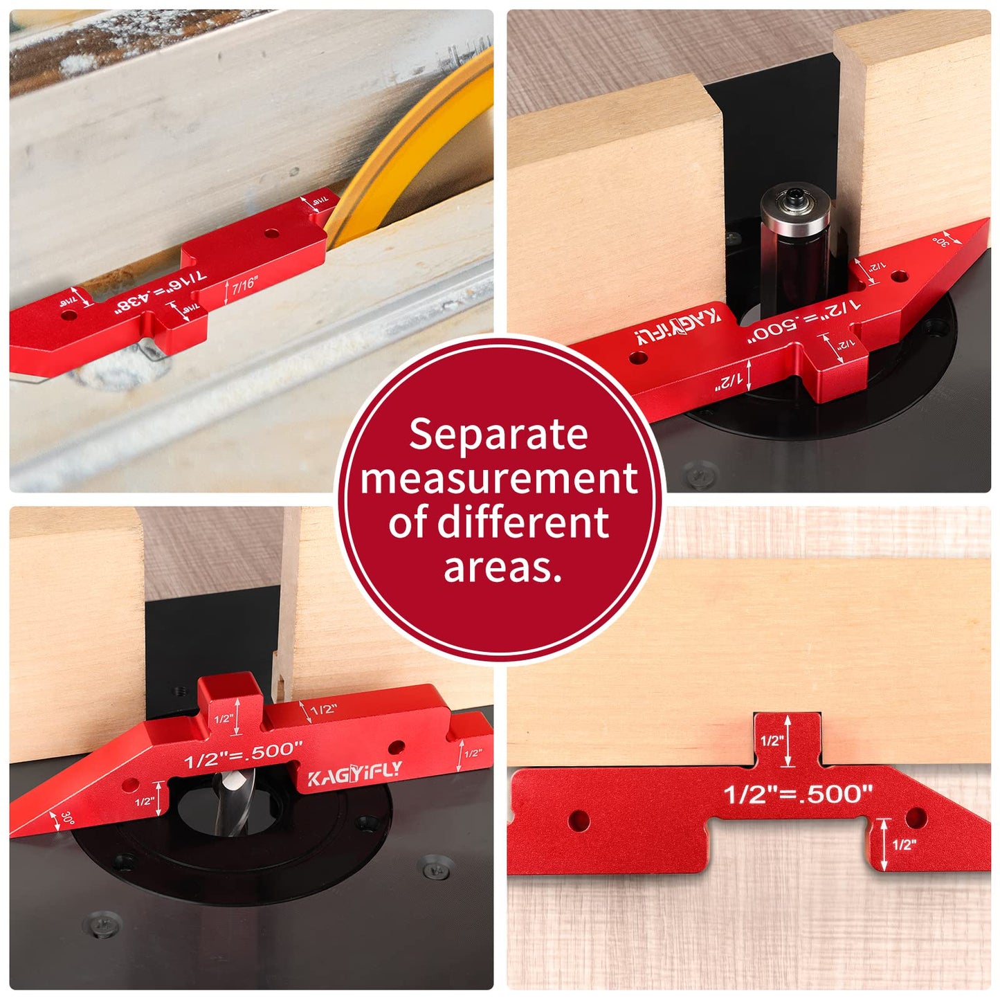 KAGYIFLY Router Table Setup Bars, 7pcs Aluminum Precision Setup Blocks Height Gauge Set for Router Table Saw Accessories and Angle Woodworking Set - WoodArtSupply