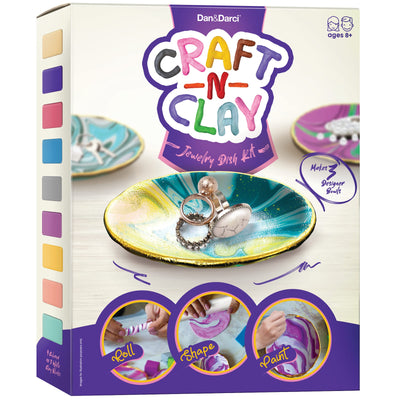Craft 'n Clay - Jewelry Dish Making Kit for Kids and Tween Girls Ages 8-14 Year Old - Best DIY Arts & Crafts Gifts - Creative Toys for Preteen &
