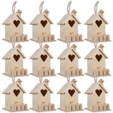 4.7" Heart & Fence Birdhouse by Make Market - Unfinished Hanging Birdhouse Made of 100% Wood, Outdoor Nesting Boxes - Bulk 12 Pack Make Market