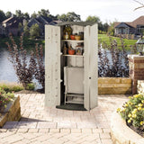 Rubbermaid Vertical Resin Weather Resistant Outdoor Storage Shed, 2x2.5 ft., Olive and Sandstone, for Garden/Backyard/Home/Pool Rubbermaid