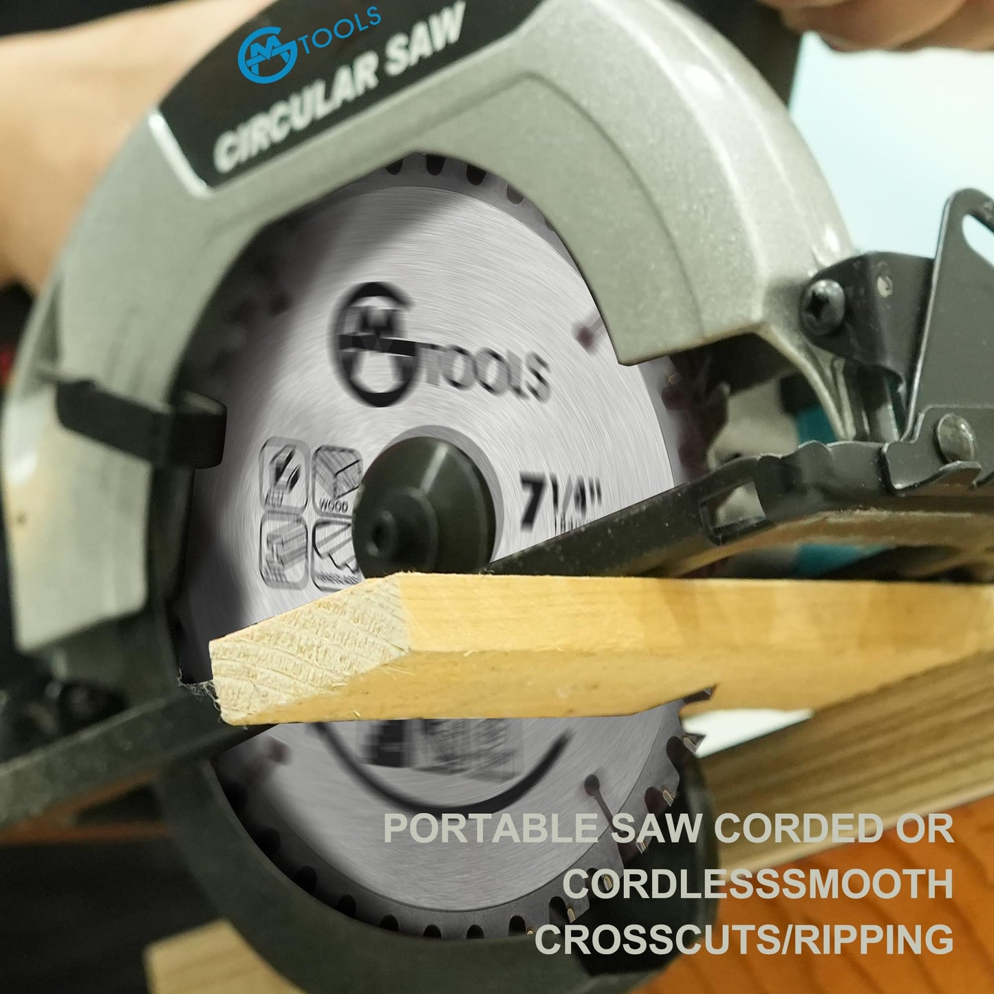 GMTOOLS 7-1/4 Inch 40 Teeth Carbide Tipped Circular Saw Blade with 5/8-Inch Arbor, Professional ATB Finishing Woodworking Saw Blade for Plywood,