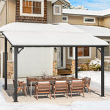 AECOJOY Wall Gazebo12’ x 10’, Hard Top Gazebos Pergola on Clearance, Outdoor Patio Lean to Gazebo Canopy Awnings for Deck, Porch, Backyard and More AECOJOY