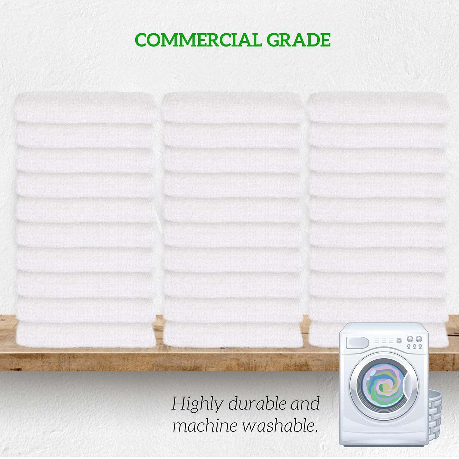 GREEN LIFESTYLE Terry Towels, White Rags, Bar Towels 100% Cotton Absorbent and Durable, Multipurpose Cleaning Rags, Cotton Cleaning Rags, Kitchen GREEN LIFESTYLE