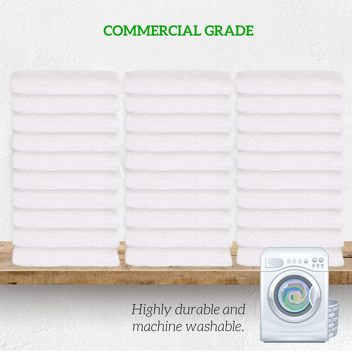 GREEN LIFESTYLE Terry Towels, White Rags, Bar Towels 100% Cotton Absorbent and Durable, Multipurpose Cleaning Rags, Cotton Cleaning Rags, Kitchen GREEN LIFESTYLE