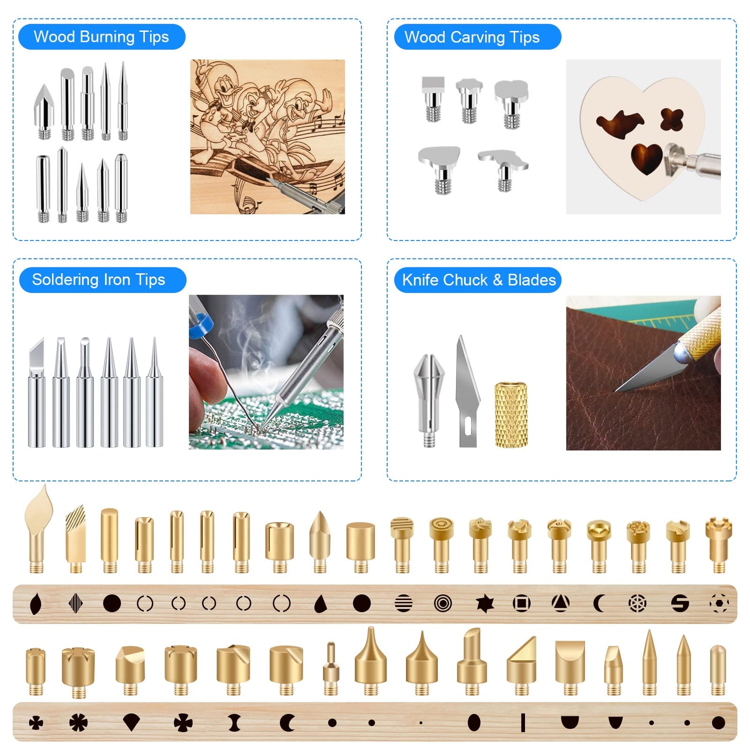 116pcs Wood Burning Kit, Professional Wood Burning Tool with Soldering, DIY Creative Tools Adjustable Temperature 220~480℃ Wood Burner Soldering Pen IVSUN