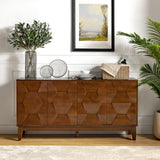 HULALA HOME Modern Sideboard Buffet Cabinet with Solid Wood Legs, 60" Kitchen Storage Cabinet Credenza with 4 Doors and 2 Interior Shelves, Accent HULALA HOME