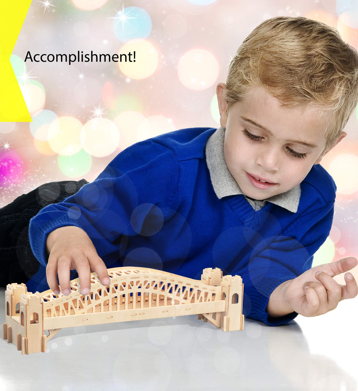 Puzzled 3D Puzzle Sydney Bridge Wood Craft Construction Model Kit, Fun and Educational DIY Wooden Toy Assemble Model Unfinished Crafting Hobby Puzzle Puzzled