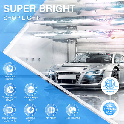 Ensenior 10 Pack Linkable Led Shop Light 4ft for Garage, 4400 High Lumens, 36W Equivalent 280W, 5000K Daylight, 48 Inch Utility shop led lights, - WoodArtSupply