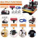 AKEYDIY 8 in 1 Heat Press, 12x15 Heat Press Machine for Tshirts, 360° Swing Away Shirt Press Machine for Sublimation, Multifunction Heat Press AKEYDIY