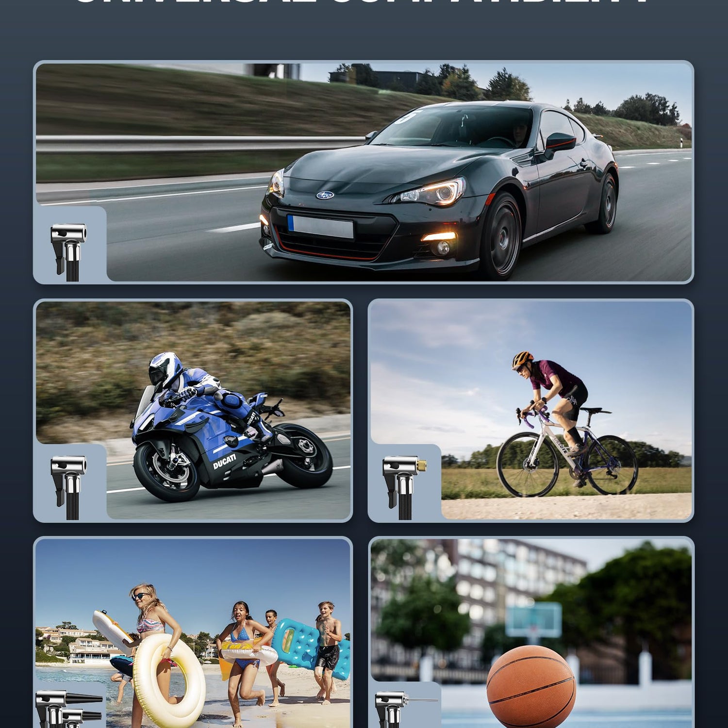 AstroAI Tire Inflator Portable Air Compressor (Up to 150 PSI) Tire Pump for Car 12V DC Digital Air Pump with 12 LEDs Super Bright Light for Bicycle, AstroAI