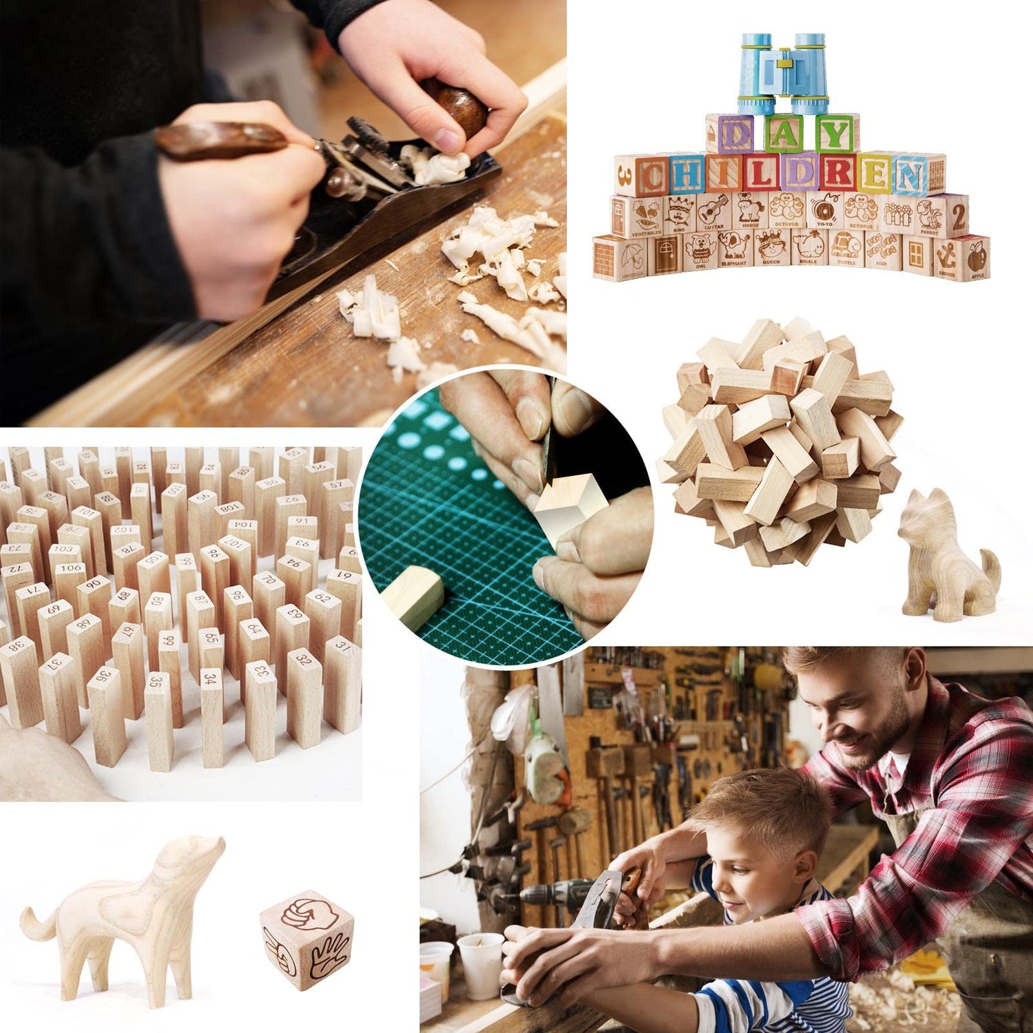 EHJRE Wood Carving Blocks - Set of 50 Wooden -2in - Wood Rectangle Blocks Unfinished Wood Boards for Beginner Crafts, Painting, Wood Carving EHJRE