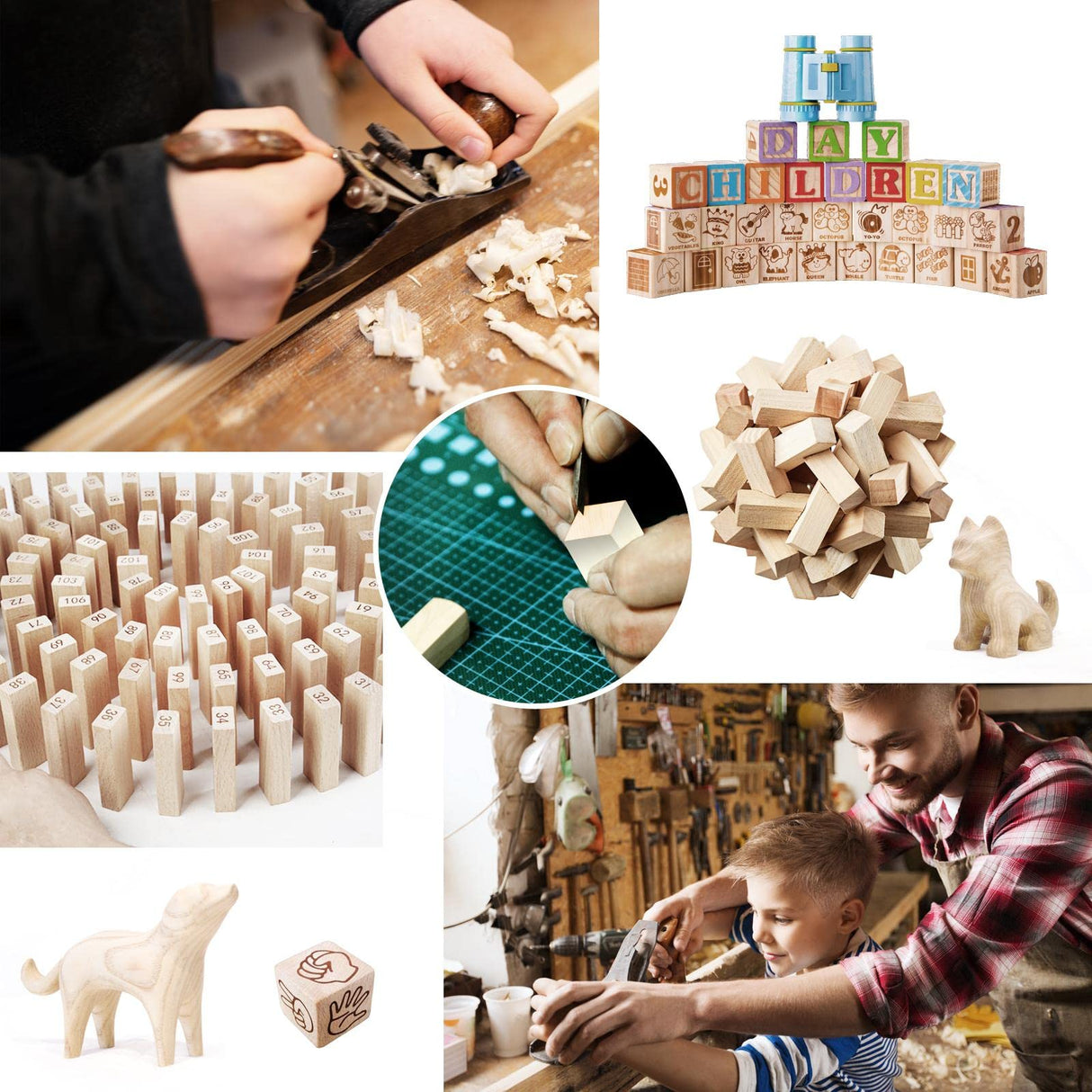 EHJRE Wood Carving Blocks - Set of 50 Wooden -2in - Wood Rectangle Blocks Unfinished Wood Boards for Beginner Crafts, Painting, Wood Carving EHJRE