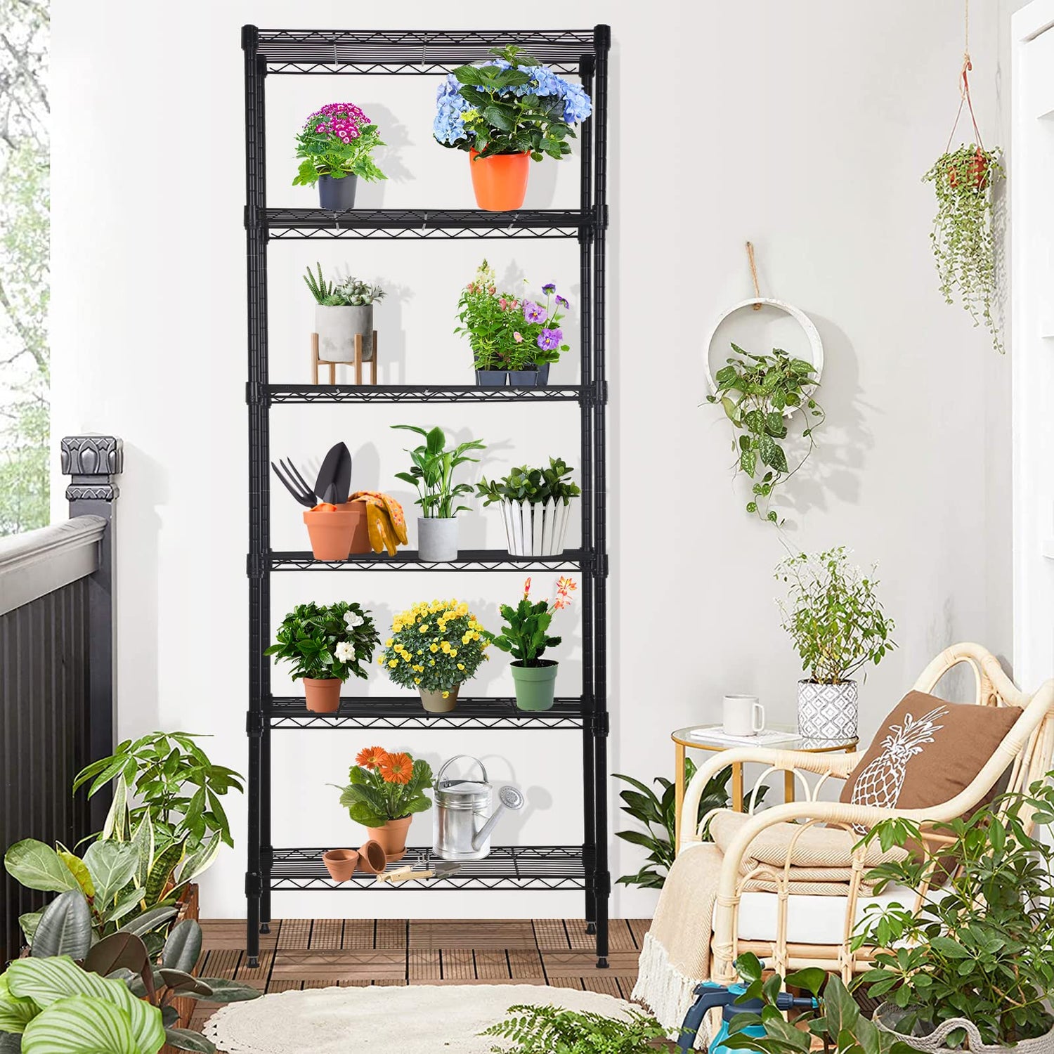 YYkokocat 6-Tier Wire Shelving Unit Detachable Storage Shelves with 8 Adjustable Feet 59" H x 23" x 13" Kitchen Storage Rack Adjustable Metal Shelf YYkokocat