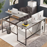 Bestier L Shaped Standing Desk Adjustable Height, 60" Corner Computer Desk with Storage File Cabinet, 95.2" Long and Large Reversible Office Desk Bestier