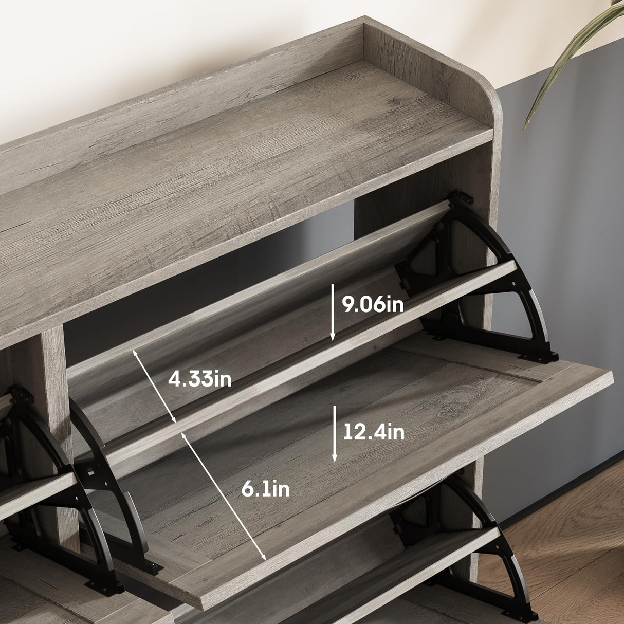 Maupvit Large Shoe Cabinet with 4 Flip Drawers, Freestanding Shoe Cabinet Organizer with Metal Drawer Bracket, Shoes Storage Cabinet for Entryway, Maupvit