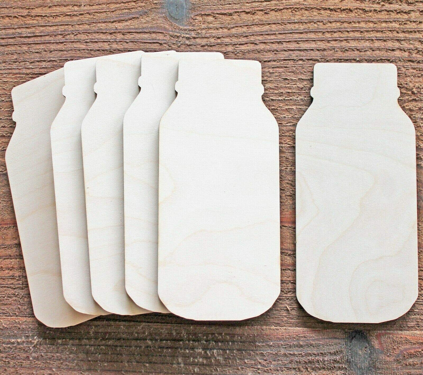 6-Pack Mason Jar with or without Holes Unfinished Wood Cutout DIY Crafts Door Hanger Ready to Paint Cut Out Birch Plywood All Sizes - WoodArtSupply