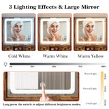 LIKIMIO Vanity Desk with Drawers & LED Lighted Mirror & Power Outlet & Cabinet, Storage Stool, Stylish Bedroom Makeup Table Set, Vintage Brown LIKIMIO