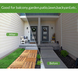 24 Pcs Hardwood Interlocking Patio Deck Tile and Artificial Grass Tile Waterproof Wood Flooring Tile Interlocking Turf Tile Outdoor Self Draining Treela
