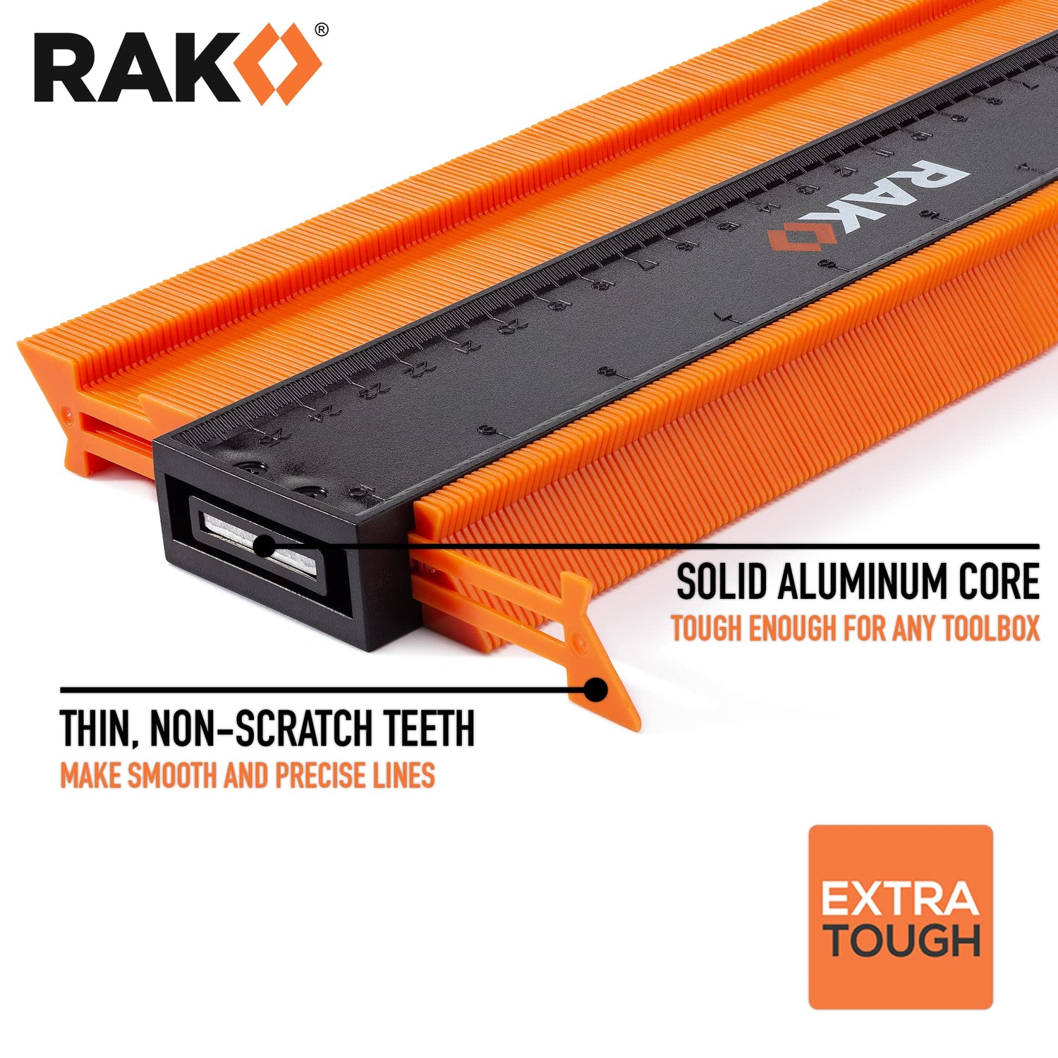 RAK Contour Gauge - Christmas Gifts for Dad - 10 Inch Edge Profile Measuring Tool with Lock - Adjustable Irregular Shape Outline of Flooring, Laying RAK