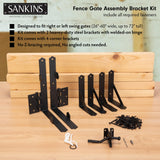 SANKINS 2 Set Anti Sag Gate Corner Brace Bracket, Heavy Duty No Sag Gate Frame Kit with Self-Locking Gate Latch, Black Gate Kit for Wooden Fence, SANKINS