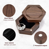 Yoption Custom Wooden Ring Box, Handcrafted Walnut Wood Engraved Hexagon Ring Holder, Mr and Mrs Ring Box for Wedding Ceremony Anniversary Proposal Yoption