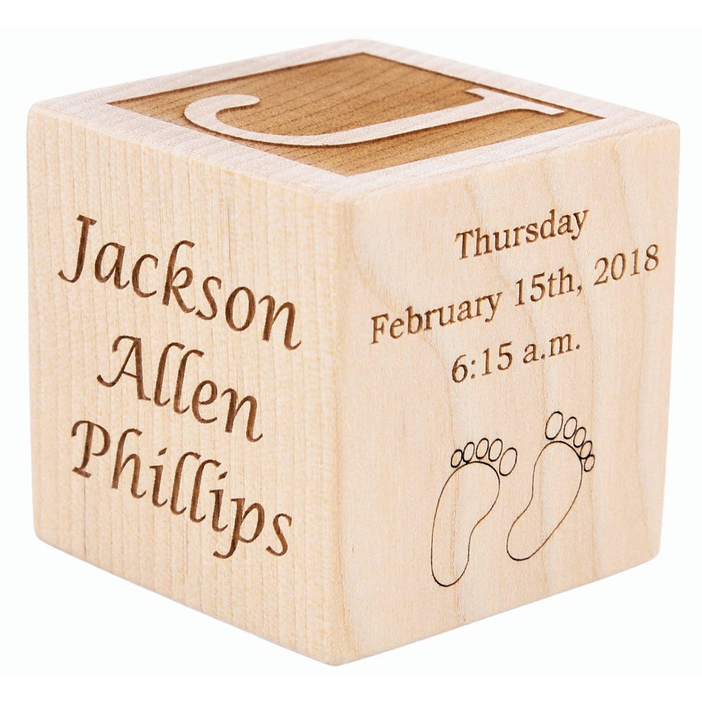 Personalized Wood Baby Birth Block, Choose from 3 Sizes, New Baby Gifts, Baby Boy, Baby Girl, Newborn Gifts (2") - WoodArtSupply