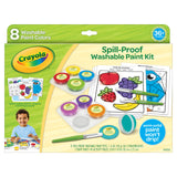 Crayola Spill Proof Paint Set (8ct), Washable Toddler Paint Kit, with Activity Pages, Kids Paint Brushes, Paint Pots, Ages 3+ Crayola