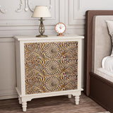 HOMPUS End Table w Flower Pattern, Nightstand w 3 Storage Drawers, Small Night Stand w Wood Grain Finish, Accent Table Side Table, Small Chest HOMPUS