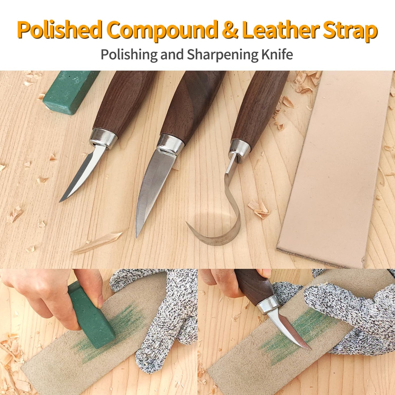 JIAN Wood Carving Tools Set - Wood Carving Knife Kit for Beginners, Adults, and Kids, Includes 3 Whittling Knives for DIY Woodworking and Carving JIAN