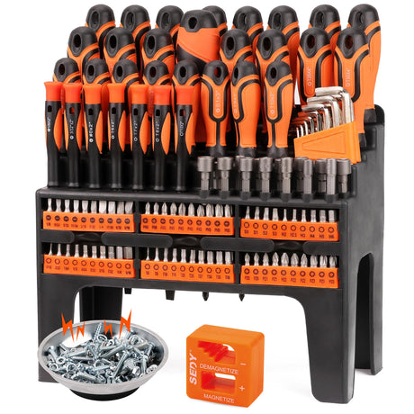 124-Piece Ultimate Screwdriver Set with Magnetic Tips & Racking, Premium Screw Driver Bits, Pricision Screwdrivers, Allen Keys, Nut Drivers and More SEDY