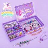 homicozy DIY Charm Bracelet Making Kit for Girls with A Unicorn Compartment Storage Box, Jewelry Making Kit Craft Beads, Necklace, Ring, Christmas homicozy