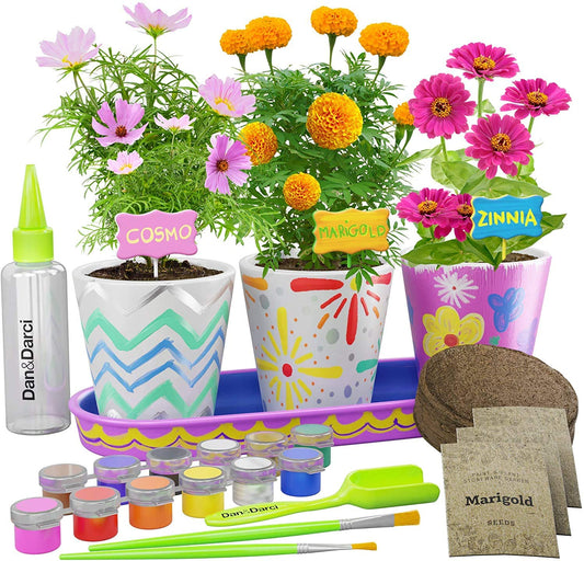 Paint & Plant Stoneware Flower Gardening Kit - Gifts for Girls & Boys Ages 4 -12 - Kids Arts & Crafts Project Science Birthday Gift, STEM Activity - WoodArtSupply