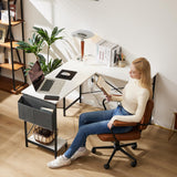 Sweetcrispy L Shaped Computer Desk - Gaming Table Corner Desk 50 Inch PC White Writing Desk Study Desks with Wooden Desktop CPU Stand Side Bag Sweetcrispy