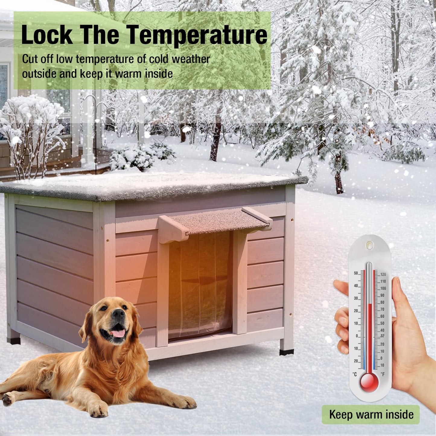 Dog House Insulated for Small Dogs Outdoor Cat House Feral Cat Sheleter with Thermal Liner