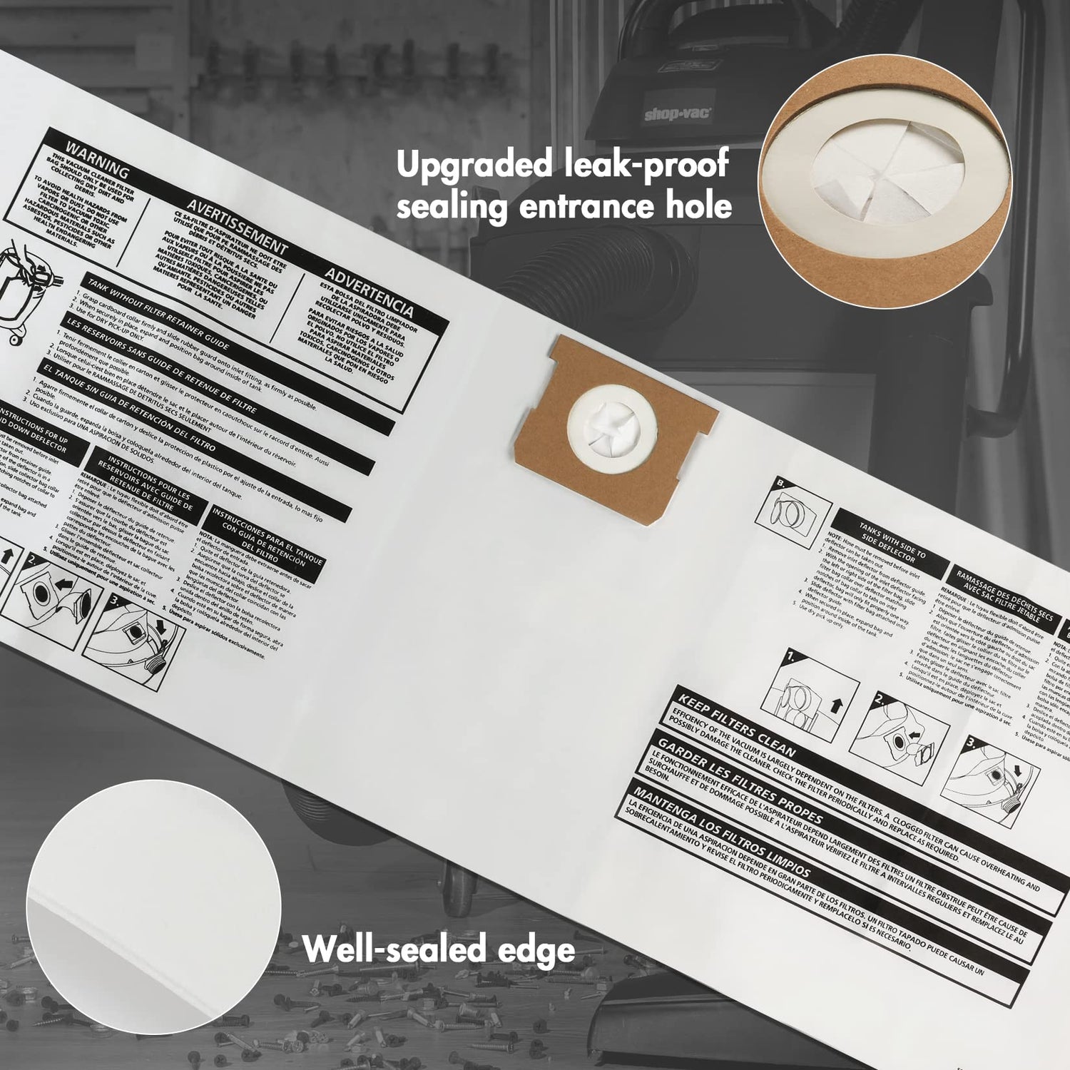 Shop-Vac 90662 10-14 Gallon Disposable Collection Filter Bag, 6 Pack Shop-Vac