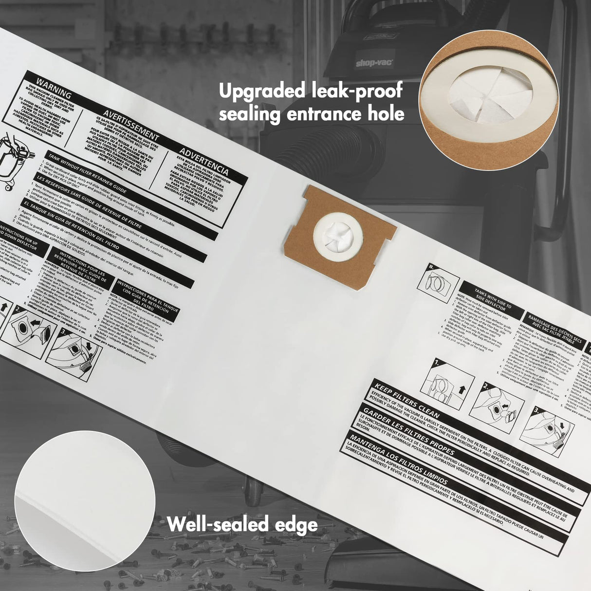 Shop-Vac 90662 10-14 Gallon Disposable Collection Filter Bag, 6 Pack Shop-Vac