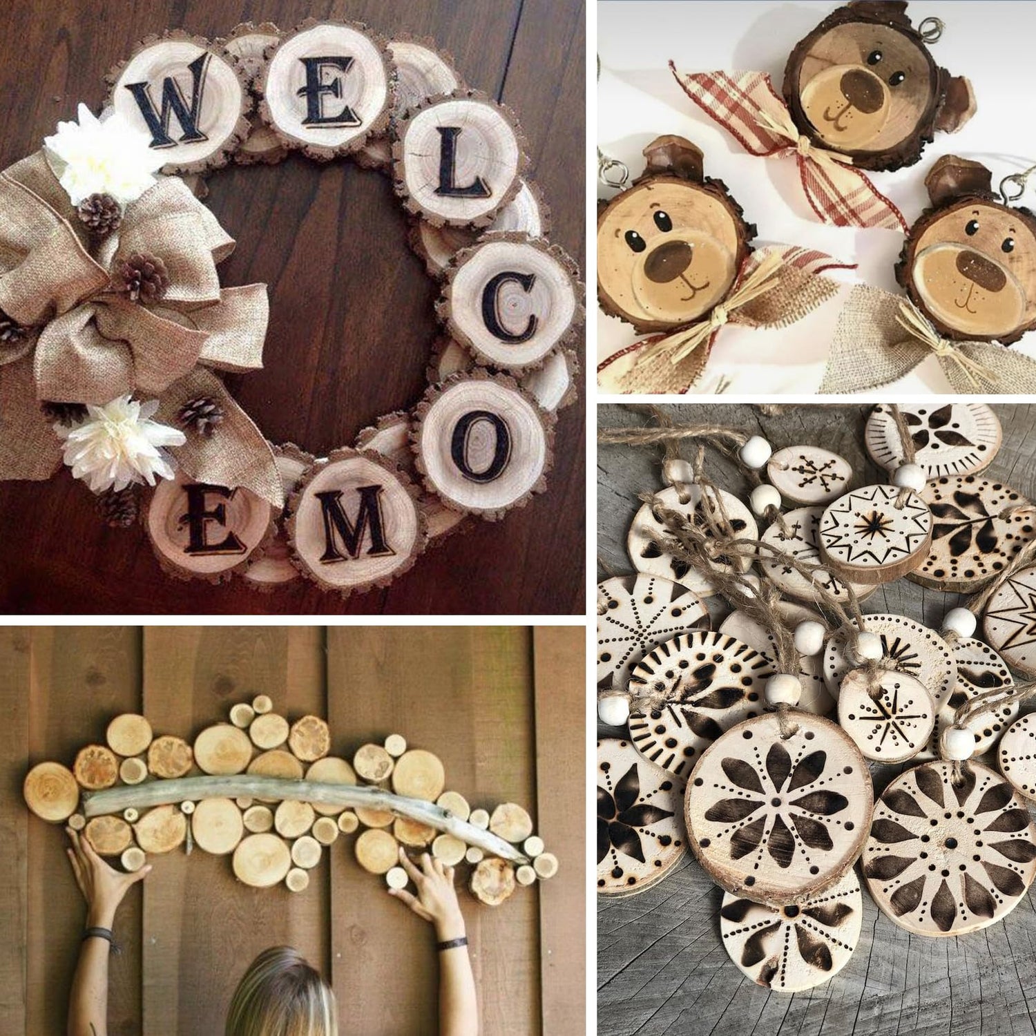 Lemonfilter Natural Wood Slices Craft Wood Kit Wooden Circles Unfinished Log Wooden Rounds for Arts Crafts Wedding Christmas DIY Projects (20-22CM) Lemonfilter