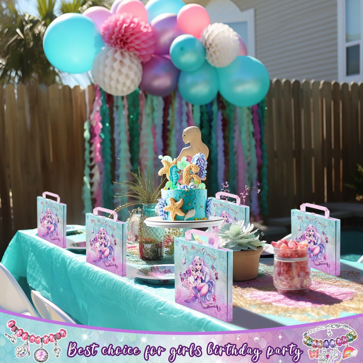 Girls Charm Bracelet Making Kit: Mermaid Jewelry Supplies Make Set Charm Bracelets Kits DIY Art Craft Set Girl Toys Age 5 6 7 8 9 10 11 12 Year Old BDBKYWY