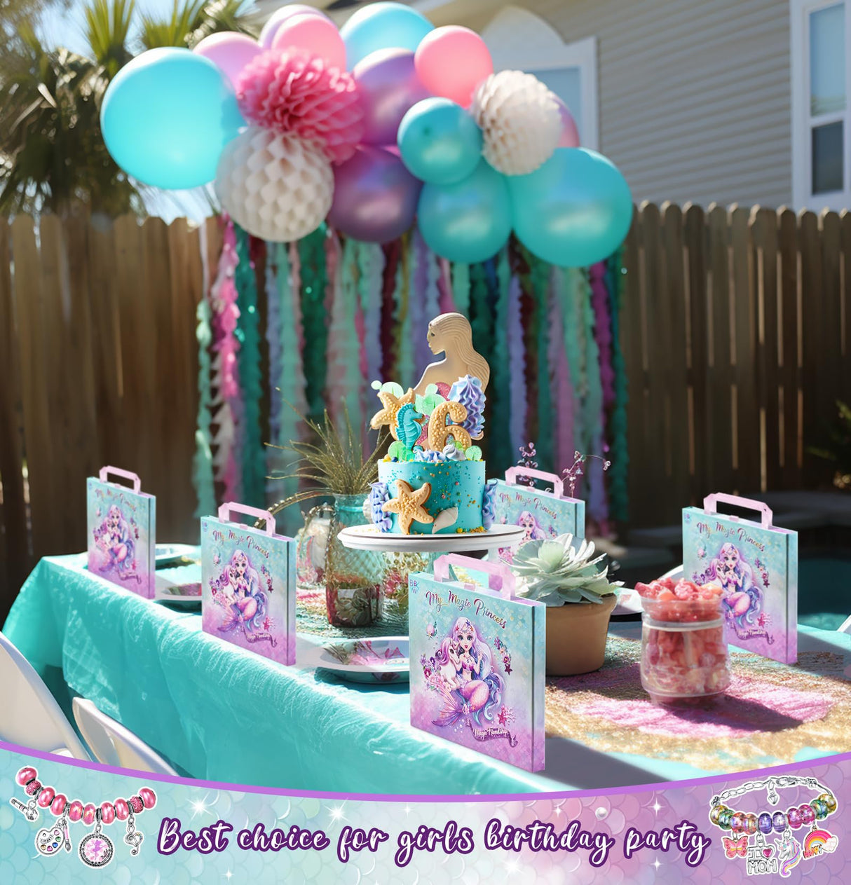 Girls Charm Bracelet Making Kit: Mermaid Jewelry Supplies Make Set Charm Bracelets Kits DIY Art Craft Set Girl Toys Age 5 6 7 8 9 10 11 12 Year Old BDBKYWY