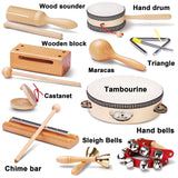 LOOIKOOS Toddler Musical Instruments Natural Wooden Percussion Instruments Toy for Kids Preschool Educational, Musical Toys Set for Boys and Girls LOOIKOOS
