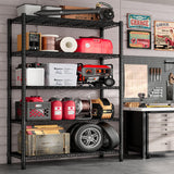 REIBII 76''H Wire Shelving Loads 2100LBS,5 Tier Metal Shelving with Adjustable Storage Shelves 36''W Garage Shelving Heavy Duty with Wheels Metal REIBII