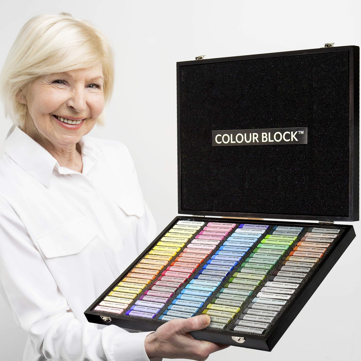 COLOUR BLOCK 100pc Wooden Case Soft Pastel Art Set for Beginners and Experienced Artists I Colors Square Chalk Pastels Art Supplies for Drawing, COLOUR BLOCK