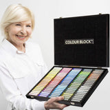 COLOUR BLOCK 100pc Wooden Case Soft Pastel Art Set for Beginners and Experienced Artists I Colors Square Chalk Pastels Art Supplies for Drawing, COLOUR BLOCK