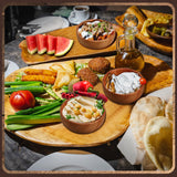 Skylety 10 Pcs Acacia Wooden Bowls Small Calabash Bowls Round Wood Salad Bowl Hand Carved Calabash Dip Tray for Serving Popcorn Pasta Candy Cereal Skylety