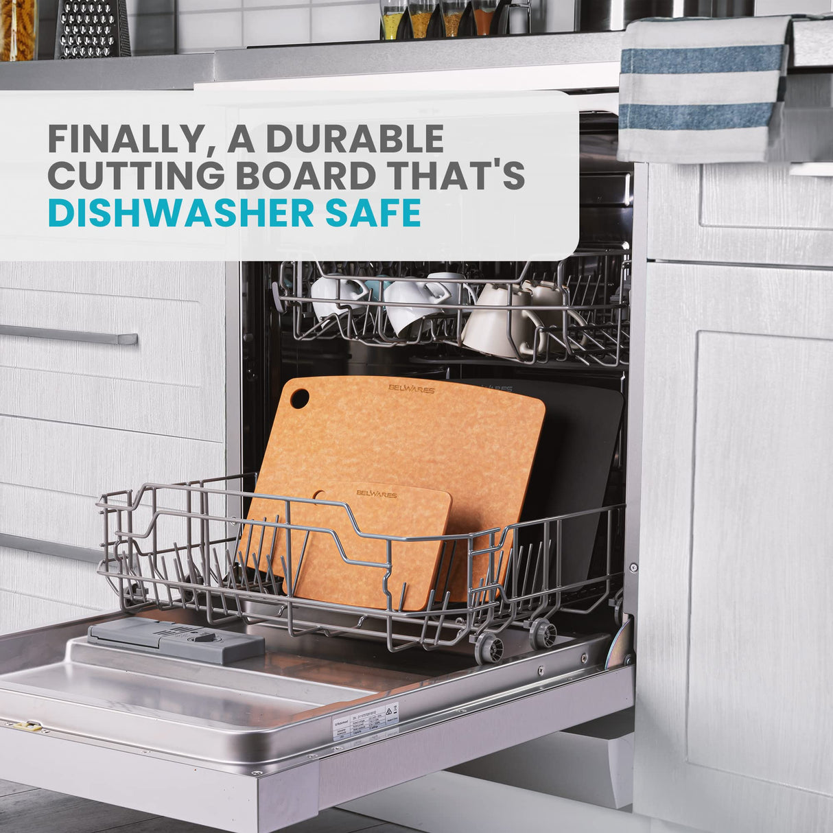 Wooden Cutting Board for Kitchen - Large Composite Wood Cutting Boards Dishwasher Safe 14.5 X 11.25 Inch - Thin, BPA Free & Eco-Friendly Chopping Belwares