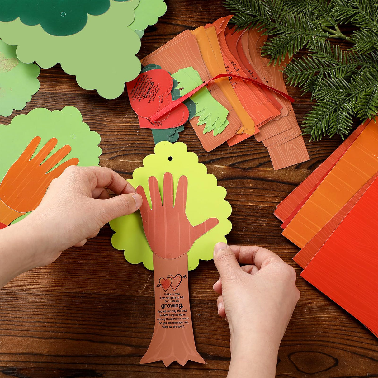 Menkxi 30 Sets Valentine Tree Thumbprint Sign Craft Kit Valentine's Day Crafts for Kids DIY Poem Sign Craft for Art Project School Classroom Family Menkxi